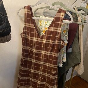 Forever 21 Brown and Cream Sleeveless Sheath Dress